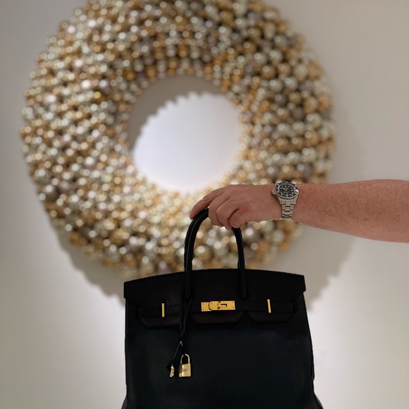 Hermes Handbags - Rare Vintage 2003 Hermes Birkin 35 Ardennes leather Gold hardware & Entrupy COA